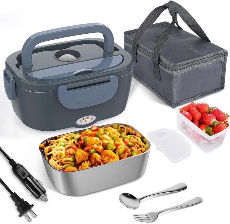 Akhia Electric Lunch Box for Adults, Portable Heated Lunch Box Food Warmer 80W Fast Heating Lunchbox 12/24/110/220V, 1.5L Lonchera Eléctrica Portátil Food Heater for Car/Truck Christmas White Elephant Gifts - Image 1